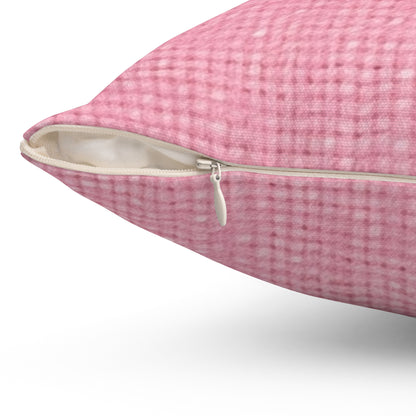 Pastel Rose Pink: Denim-Inspired, Refreshing Fabric Design - Spun Polyester Square Pillow