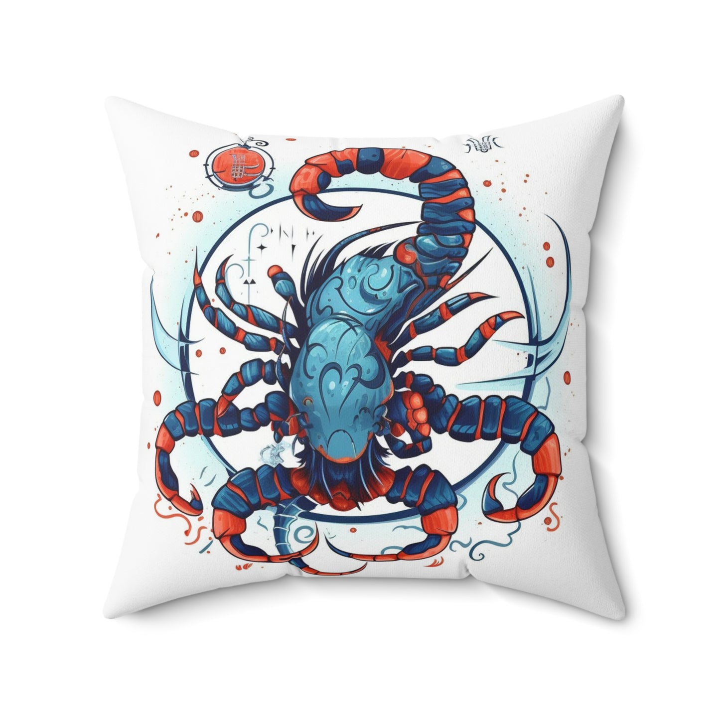 Cute Scorpio Zodiac Sign - Big Claws, Long Tail Cosmic Astrology Symbol - Spun Polyester Square Pillow