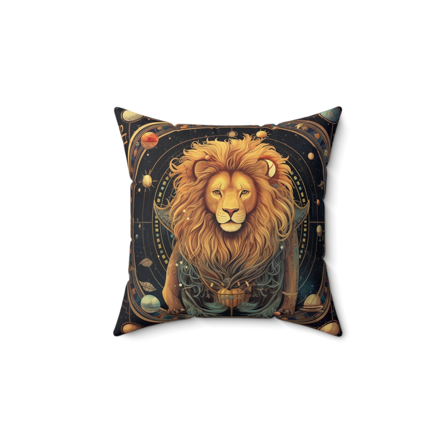 Astrological Leo Sign - Vibrant Cosmic Zodiac Astrology - Spun Polyester Square Pillow