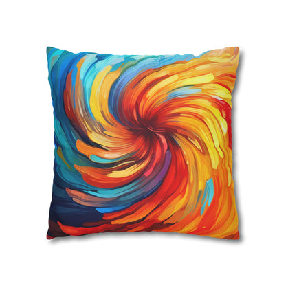 Vibrant Swirling Abstract Art - Unique and Colorful Spun Polyester Square Pillow Case