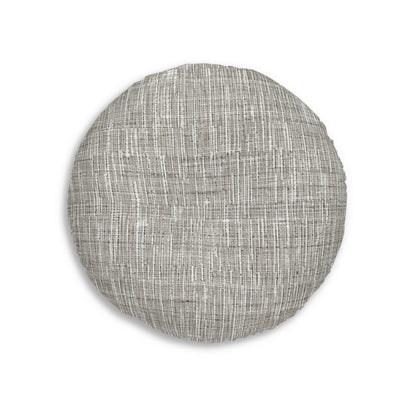 Silver Grey: Denim-Inspired, Contemporary Fabric Design - Tufted Floor Pillow, Round