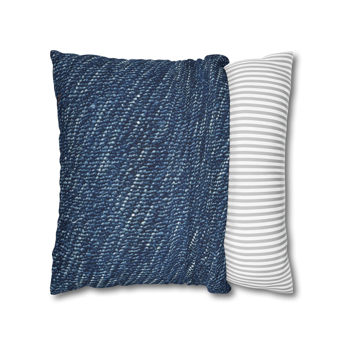 Denim-Inspired Design - Distinct Textured Fabric Pattern - Spun Polyester Square Pillow Case