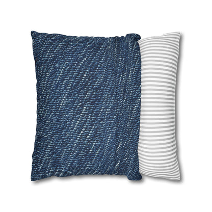 Denim-Inspired Design - Distinct Textured Fabric Pattern - Spun Polyester Square Pillow Case