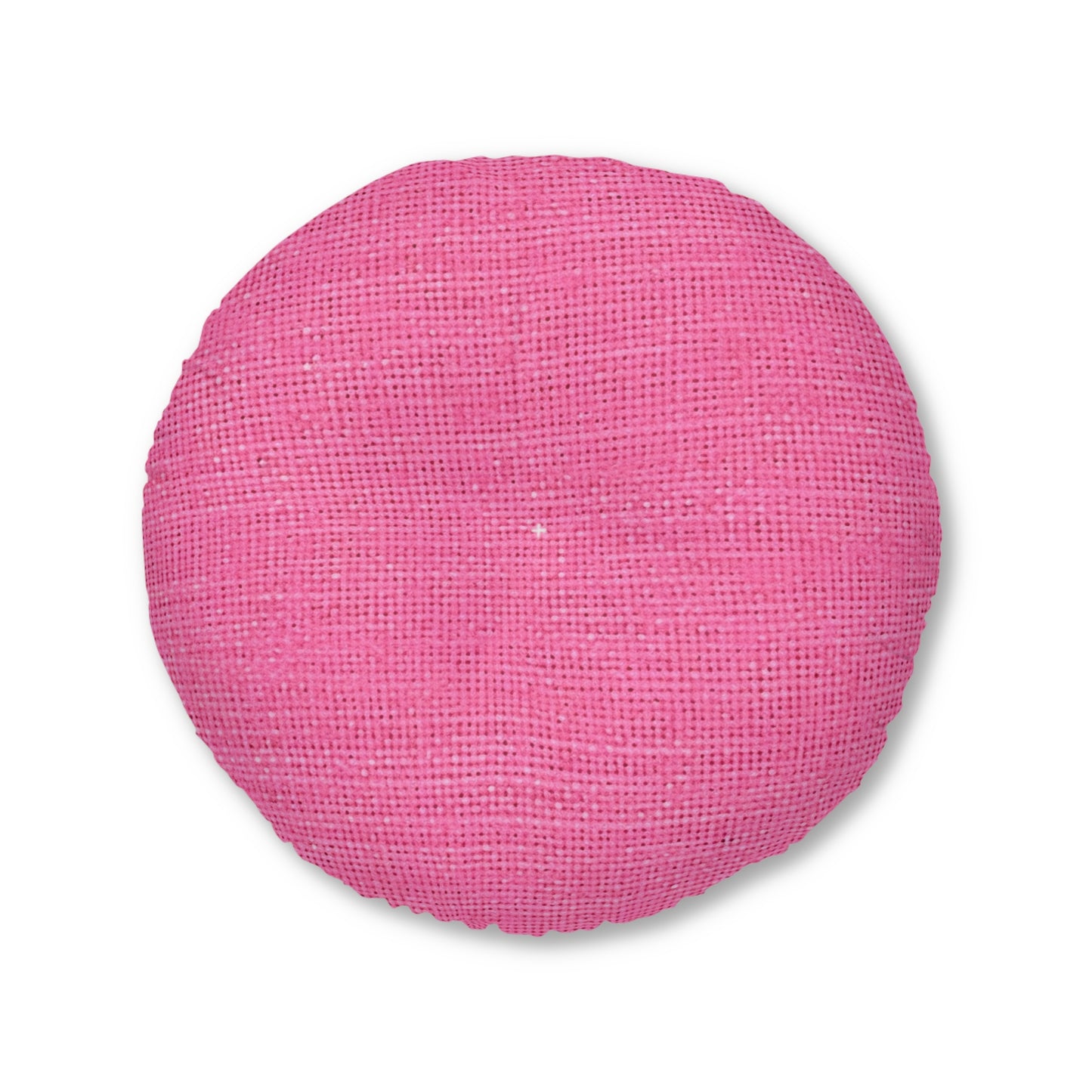 Doll-Like Pink Denim Designer Fabric Style - Tufted Floor Pillow, Round