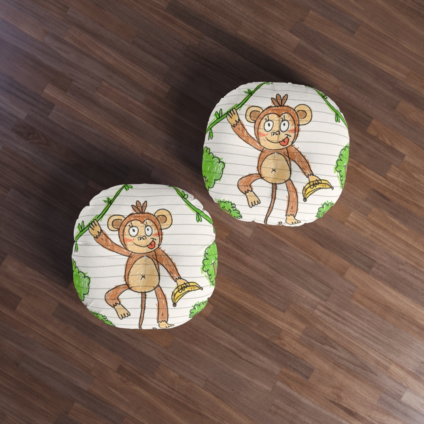 Graphic Monkey - Fun Zoo Clothing for Ape Lovers Tufted Floor Pillow, Round