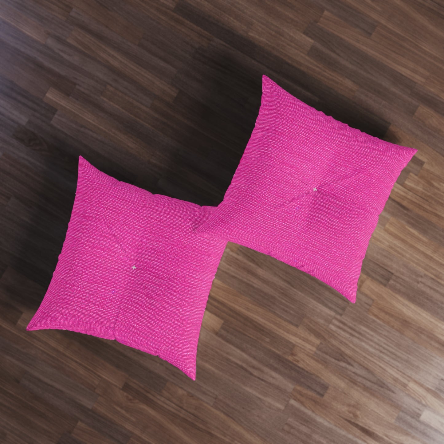 Hot Neon Pink Doll Like: Denim-Inspired, Bold & Bright Fabric - Tufted Floor Pillow, Square