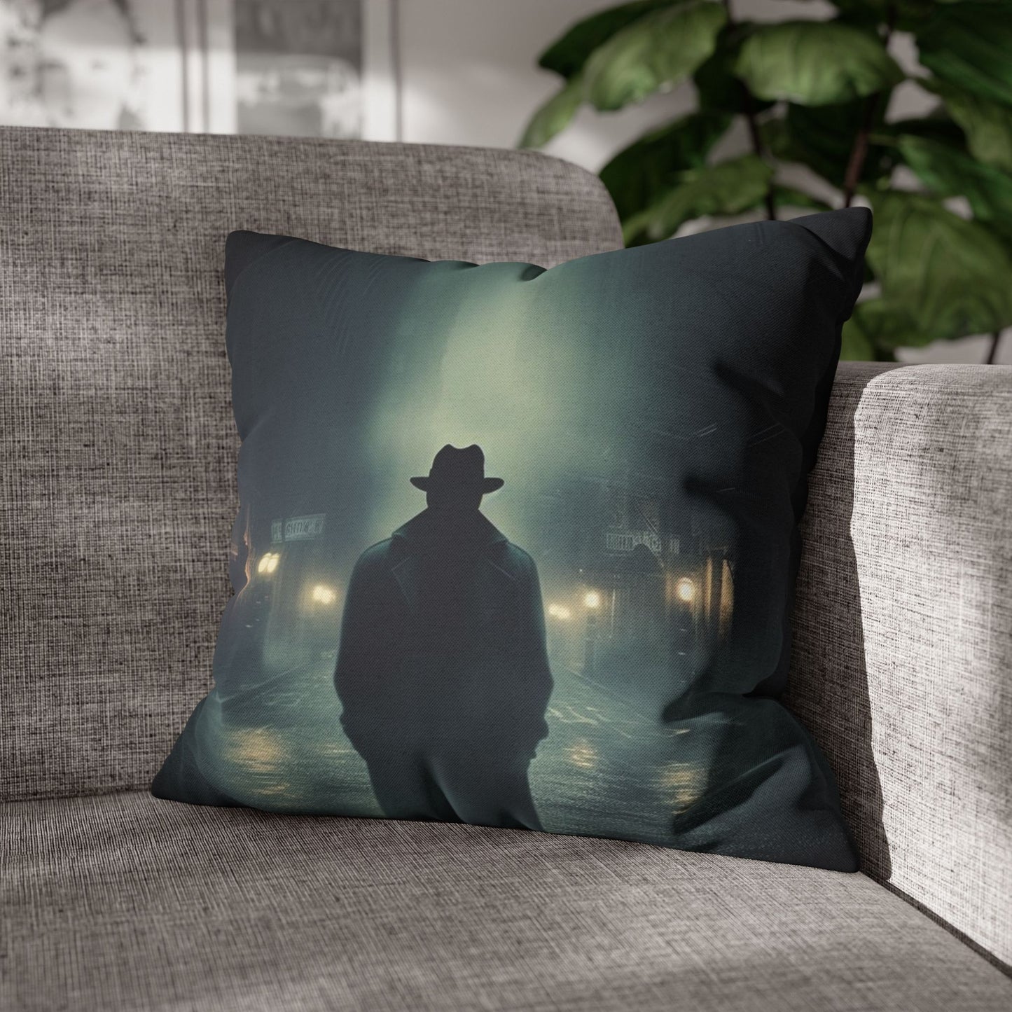 Mystery Detective Alley - Noir Book Cover Artwork Spun Polyester Square Pillow Case