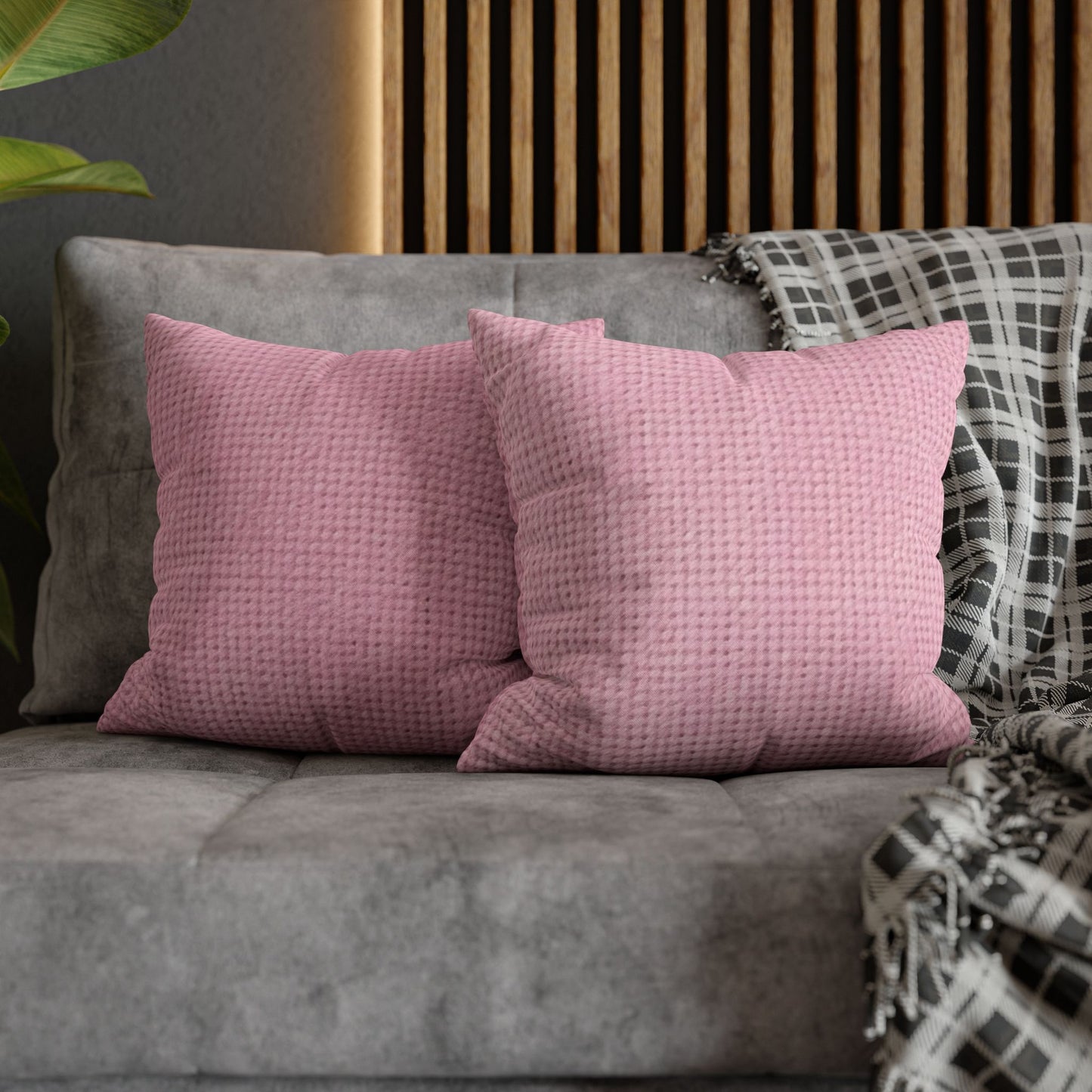 Blushing Garment Dye Pink: Denim-Inspired, Soft-Toned Fabric - Spun Polyester Square Pillow Case