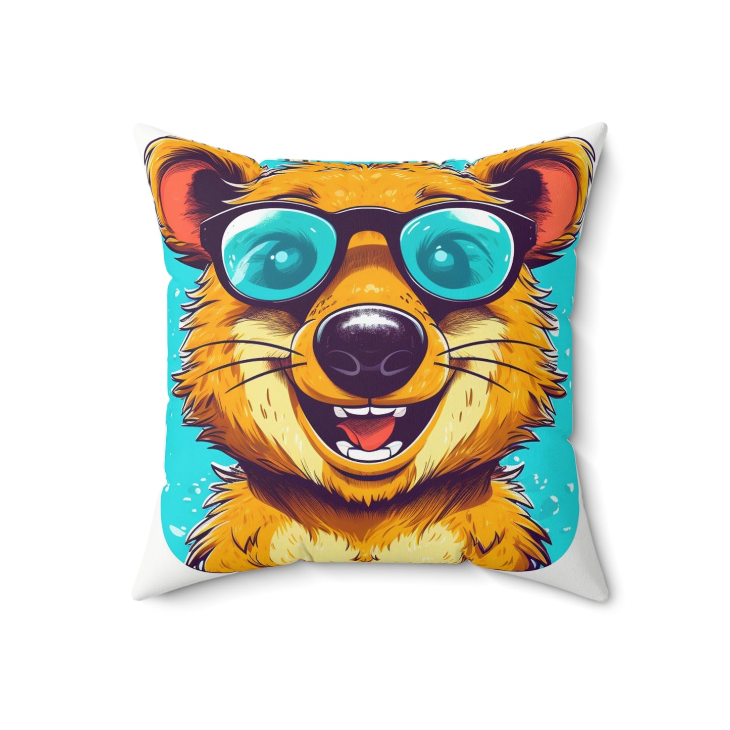 Quokka Cartoon Design Happy Animal Spun Polyester Square Pillow