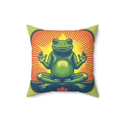 Yoga Frog Namaste Amphibian Relax Graphic Spun Polyester Square Pillow