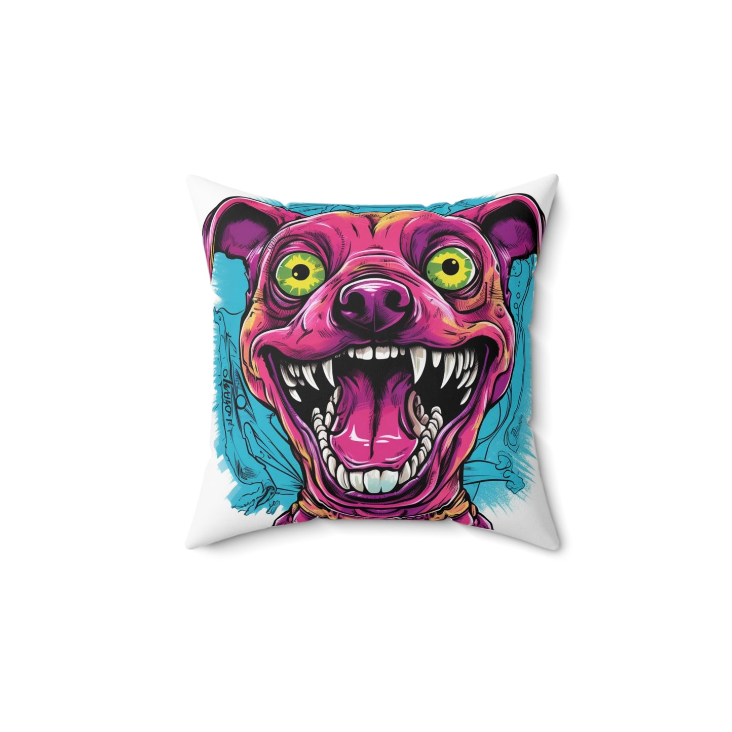 Retro Alien Dog Cartoon Aesthetic Spun Polyester Square Pillow