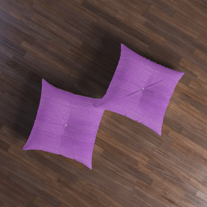 Hyper Iris Orchid Red: Denim-Inspired, Bold Style - Tufted Floor Pillow, Square