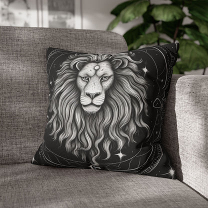 Leo Zodiac Sign Spun Polyester Square Pillow Case, Double Sided Print