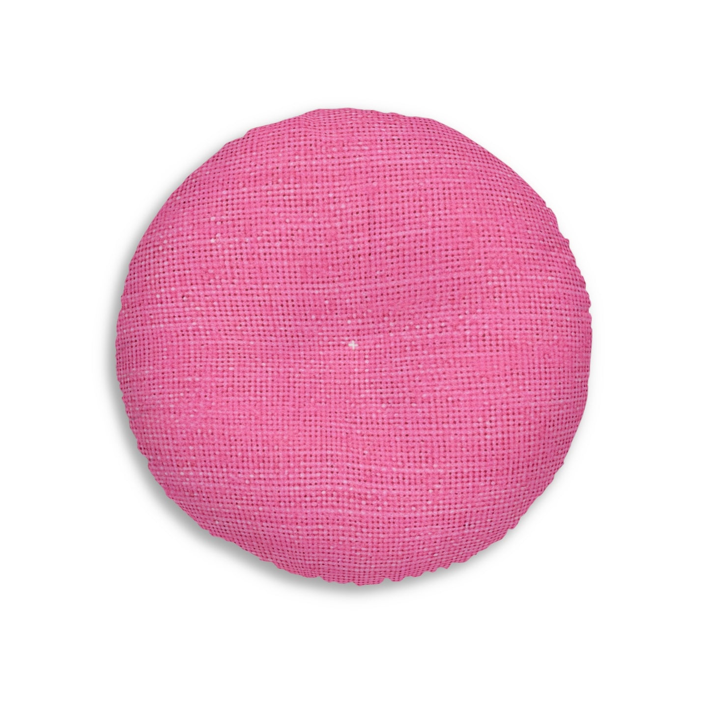 Doll-Like Pink Denim Designer Fabric Style - Tufted Floor Pillow, Round