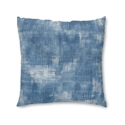 Faded Blue Washed-Out: Denim-Inspired, Style Fabric - Tufted Floor Pillow, Square