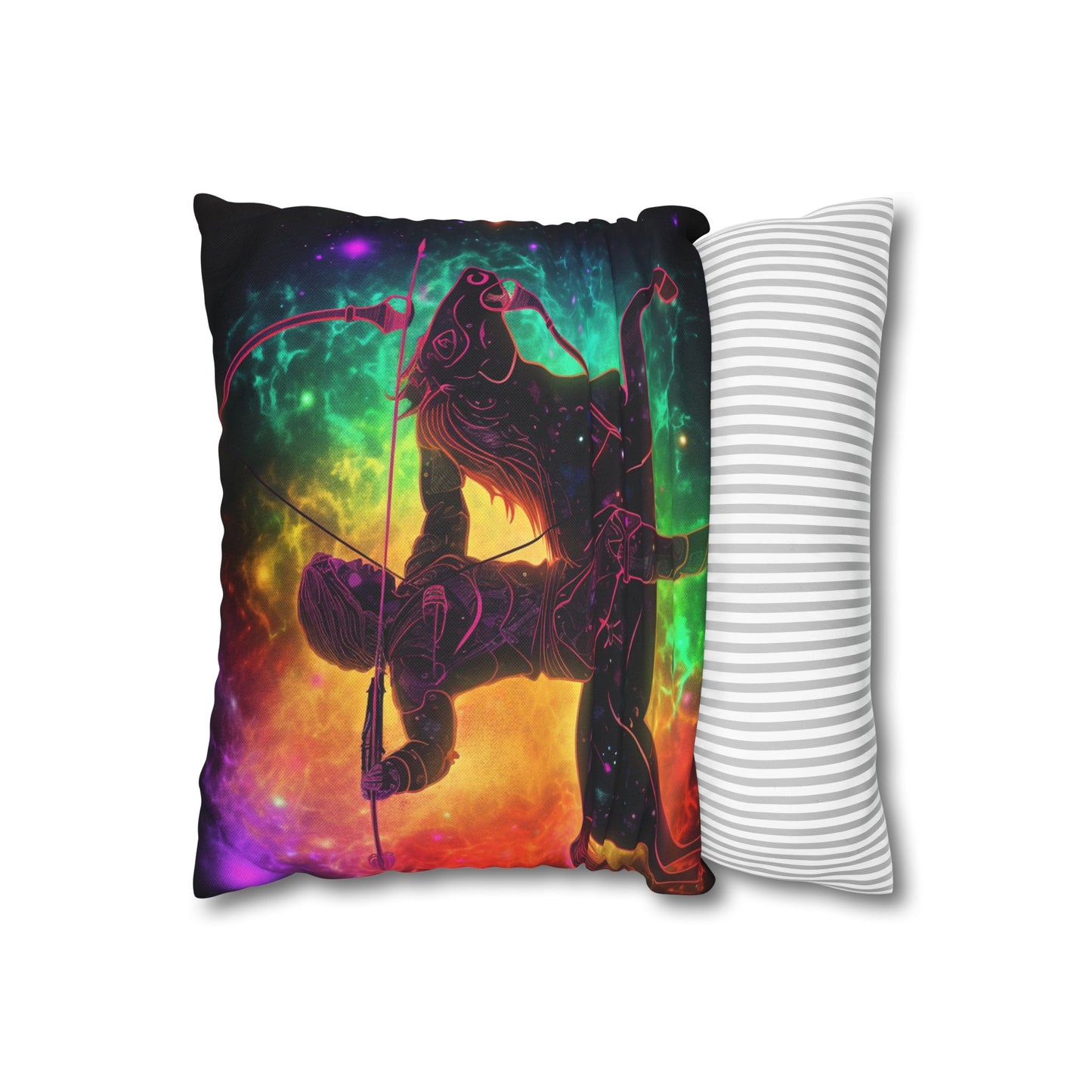 Colorful Sagittarius Zodiac Sign - Star Universe Theme - Spun Polyester Square Pillow Case