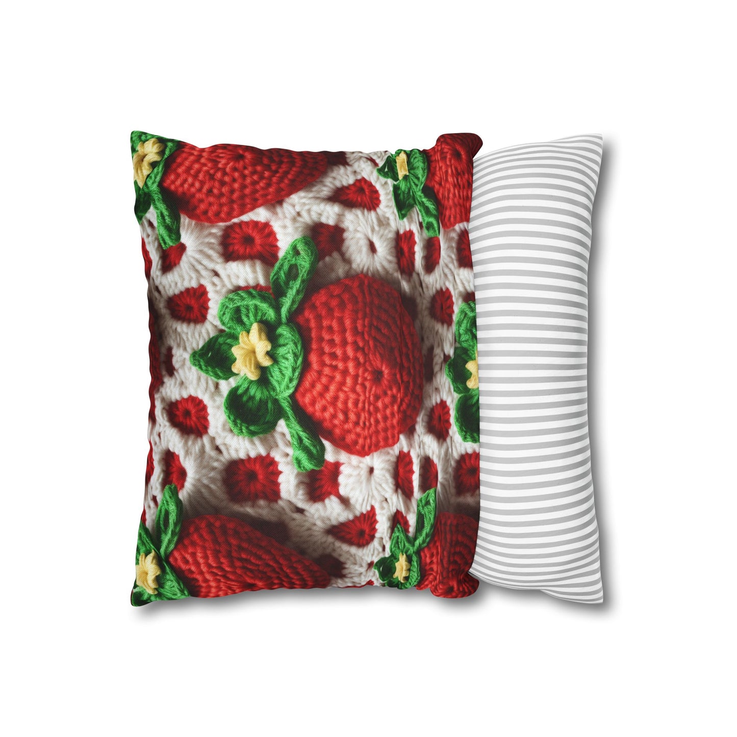 Strawberry Crochet Pattern - Amigurumi Strawberries - Fruit Design for Home and Gifts - Spun Polyester Square Pillow Case