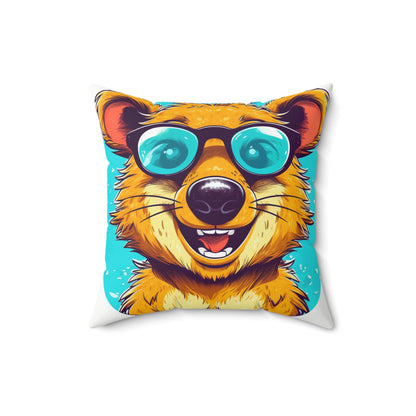 Quokka Cartoon Design Happy Animal Spun Polyester Square Pillow