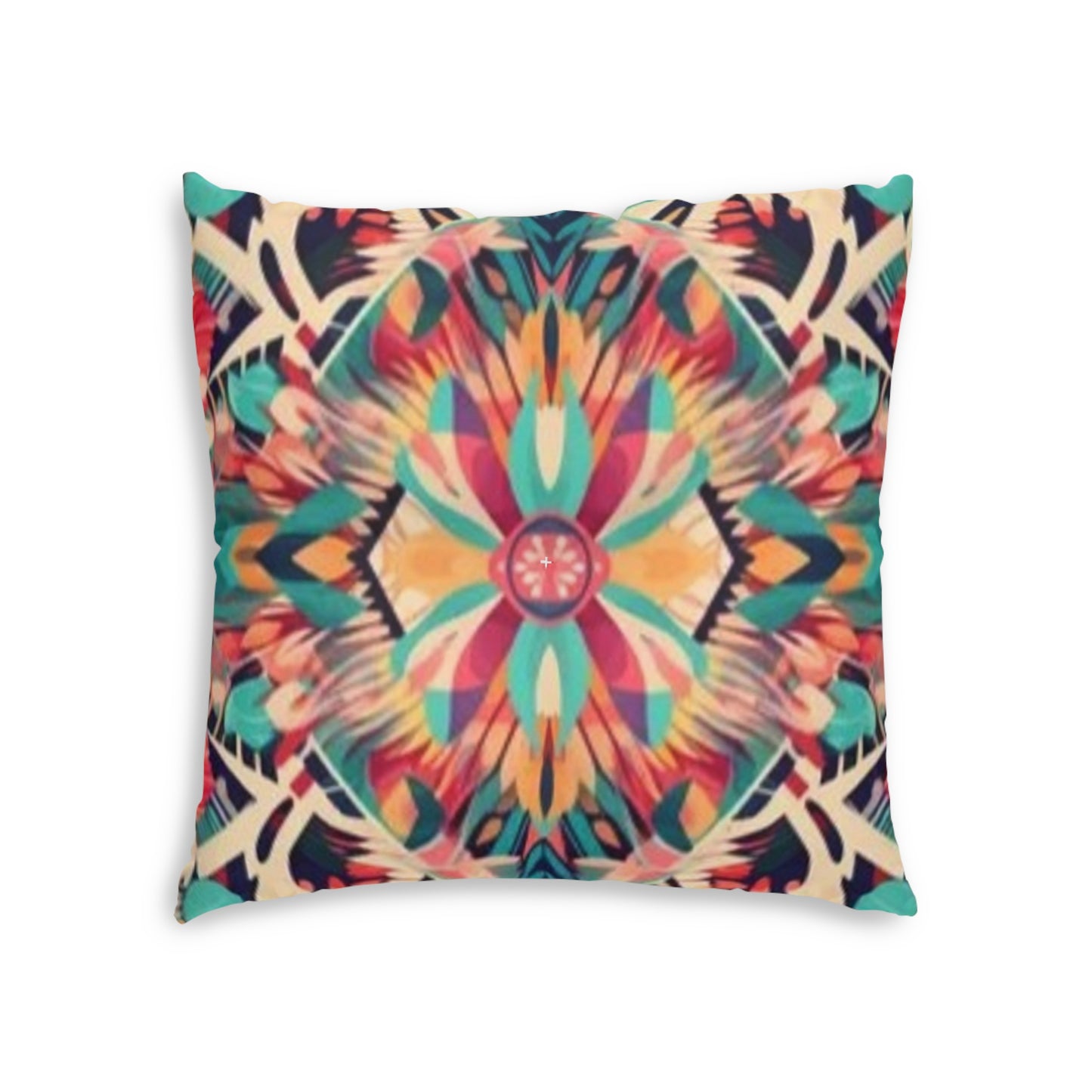 Boho Vibes: Handmade Summer Bohemian Print Pattern Artwork Tufted Floor Pillow, Square