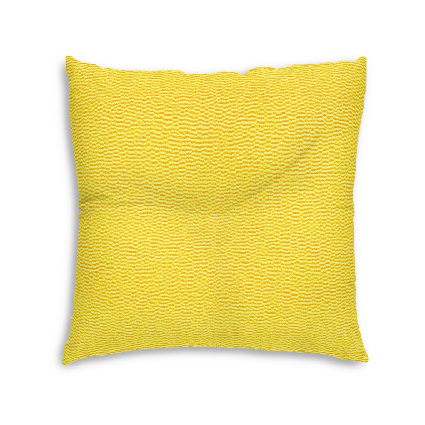 Sunshine Yellow Lemon: Denim-Inspired, Cheerful Fabric - Tufted Floor Pillow, Square