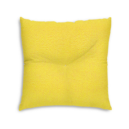 Sunshine Yellow Lemon: Denim-Inspired, Cheerful Fabric - Tufted Floor Pillow, Square