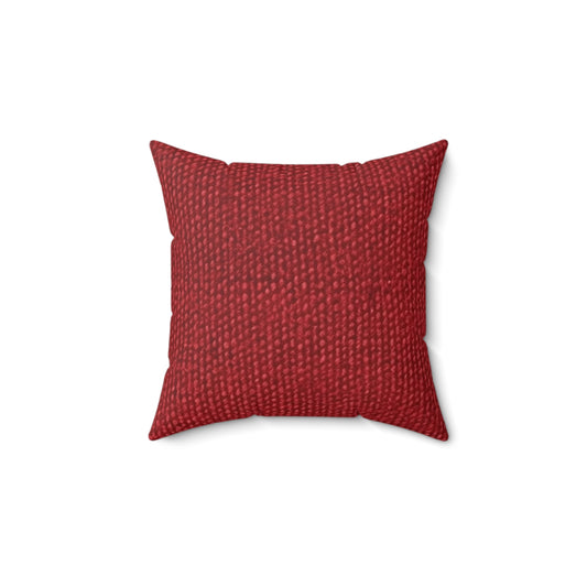 Bold Ruby Red: Denim-Inspired, Passionate Fabric Style - Spun Polyester Square Pillow