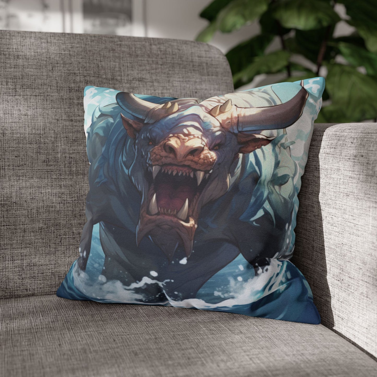 Bull Shark Fusion: Water Fantasy - Hybrid Ocean Marine Animal - Spun Polyester Square Pillow Case