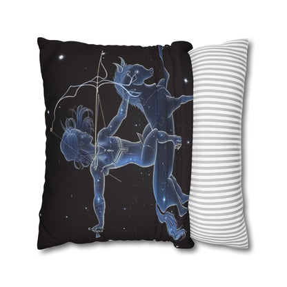 Sagittarius Zodiac in Starlit Universe - Fluorescent Colors - Spun Polyester Square Pillow Case