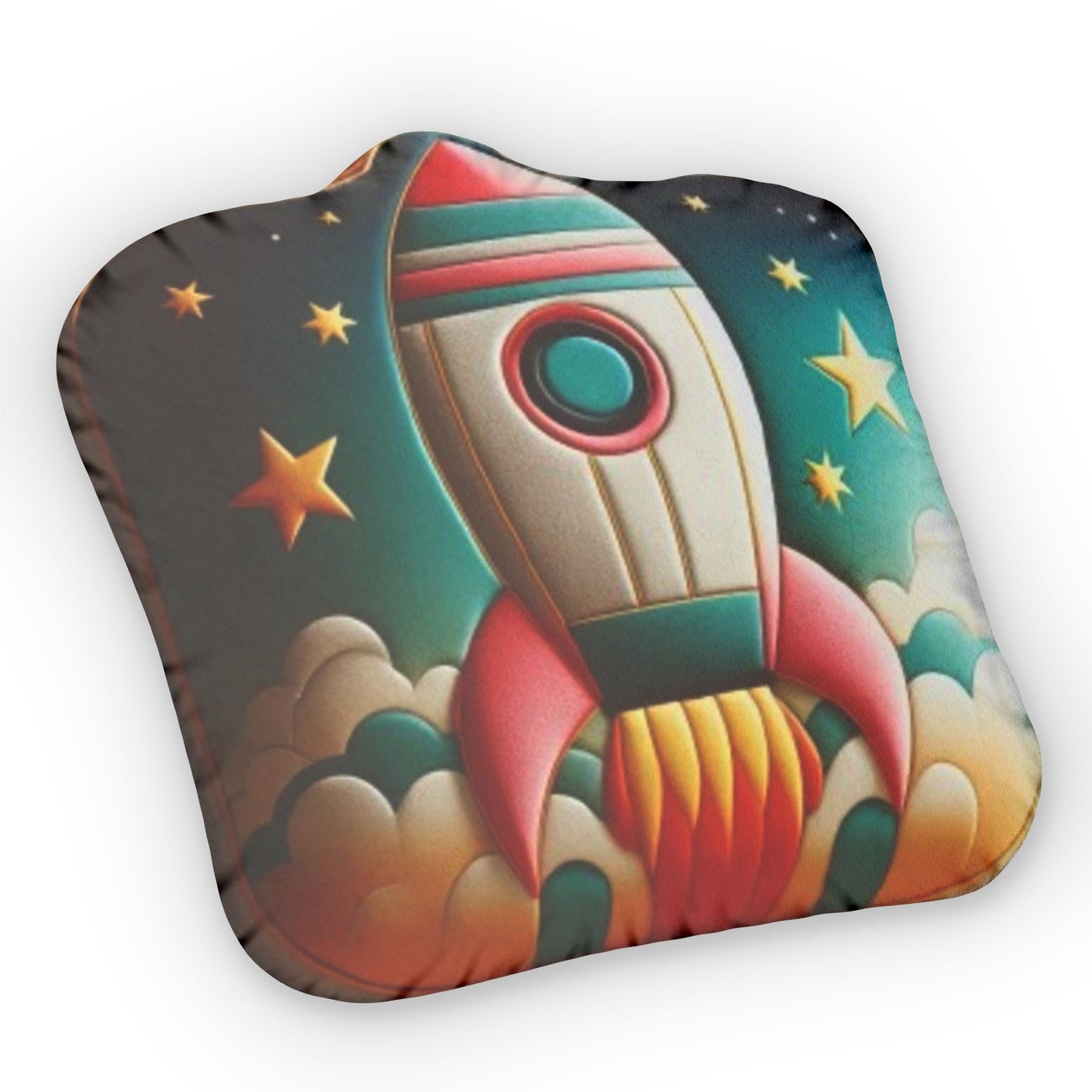 Rocketship Space Flight Plush Shaped Pillow