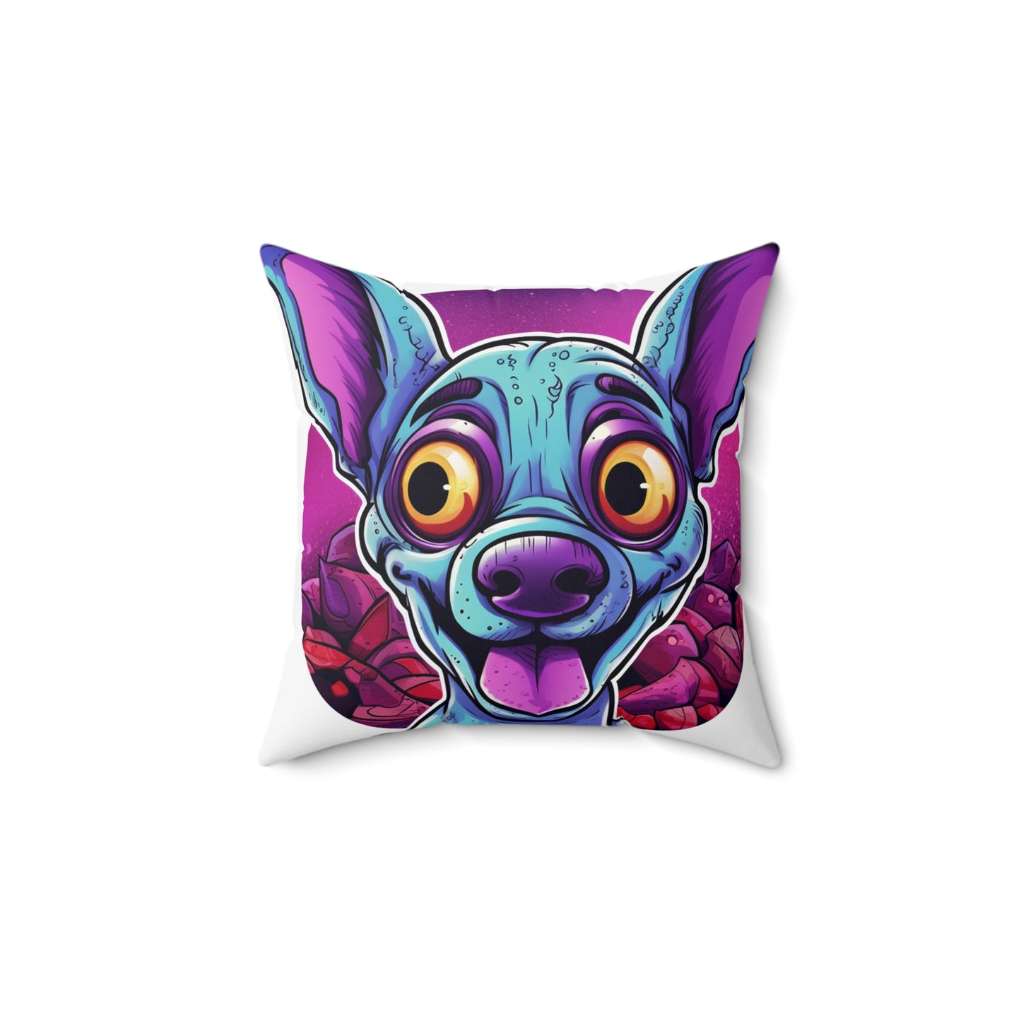 Classic Alien Dog Space Cartoon Style with a Retro Twist Spun Polyester Square Pillow