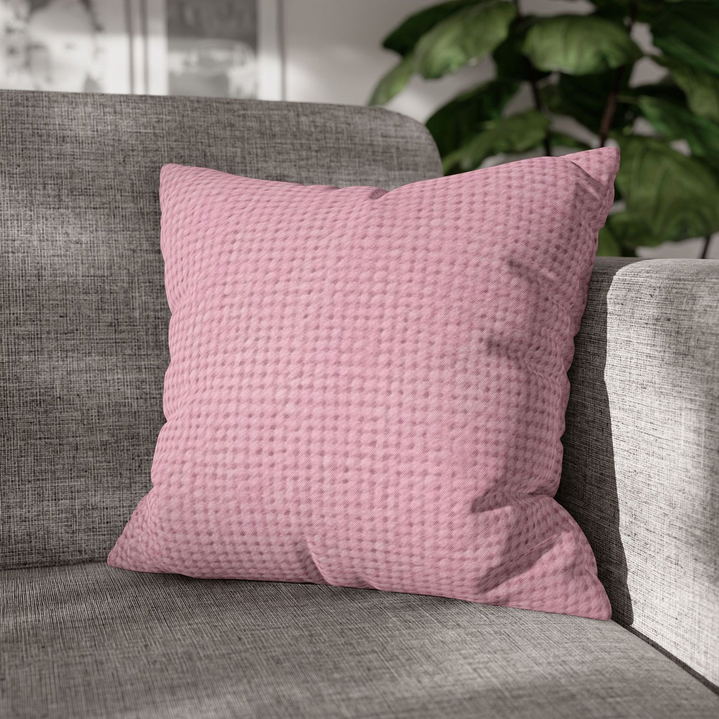 Blushing Garment Dye Pink: Denim-Inspired, Soft-Toned Fabric - Spun Polyester Square Pillow Case