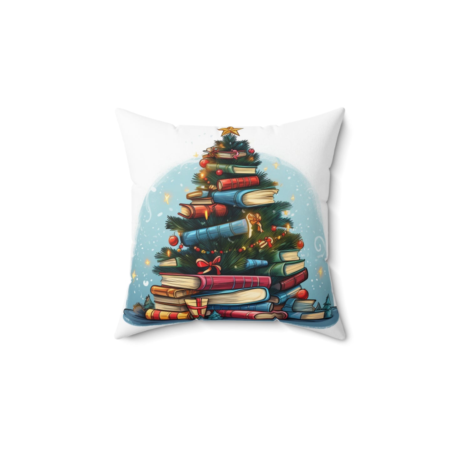 Book Lover Christmas Tree, Gift For Readers - Spun Polyester Square Pillow