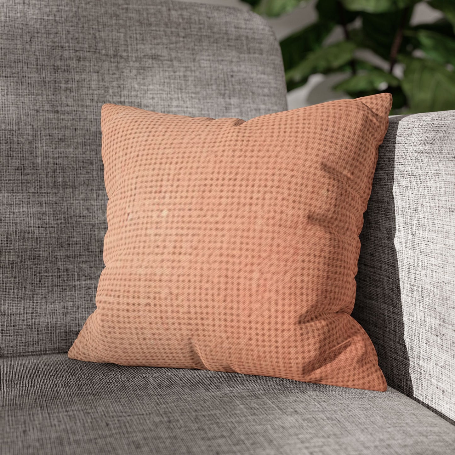 Soft Pink-Orange Peach: Denim-Inspired, Lush Fabric - Spun Polyester Square Pillow Case