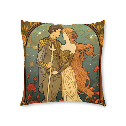 Lovers Tarot Card - Detailed Reading Symbolism, Full-Color Illustration - Tufted Floor Pillow, Square