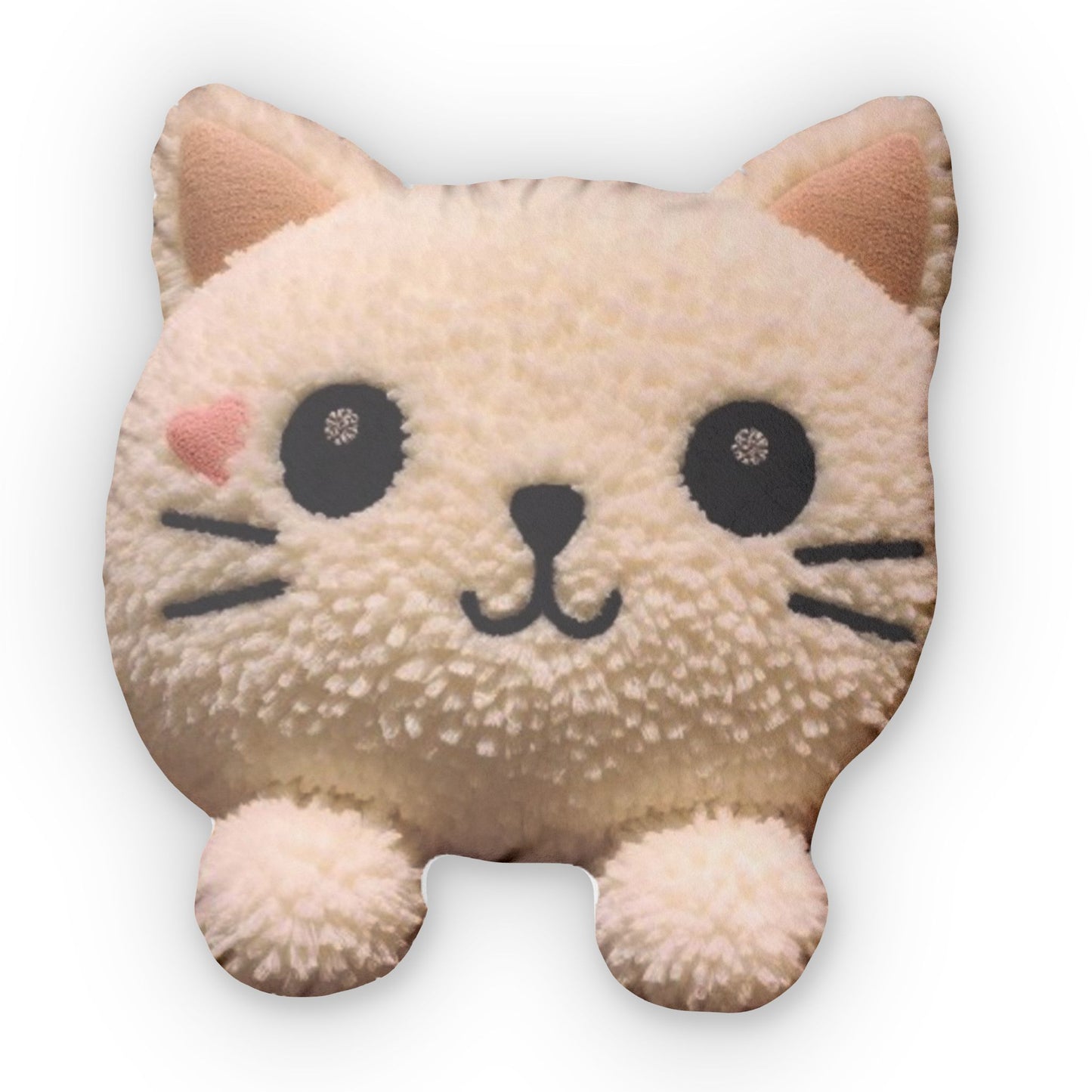 Kitten Boucle Shaped Pillow, Plush Cat Gift