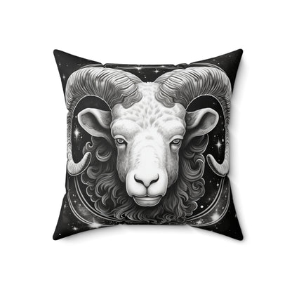 Aries Zodiac, Ram Symbol Design, Fire Element, Spun Polyester Square Pillow