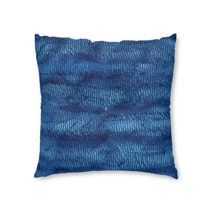 Blue Spectrum: Denim-Inspired Fabric Light to Dark - Tufted Floor Pillow, Square