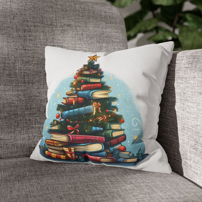 Book Lover Christmas Tree, Gift For Readers - Spun Polyester Square Pillow Case