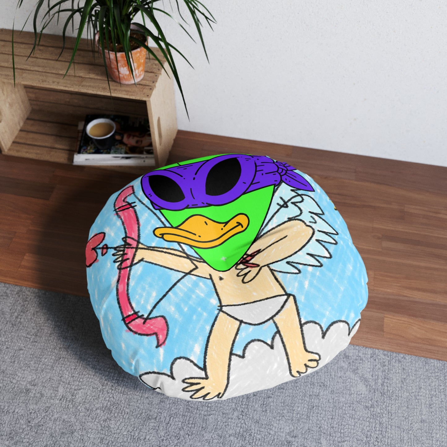 Valentine Alien Visitor 751 Tufted Floor Pillow, Round