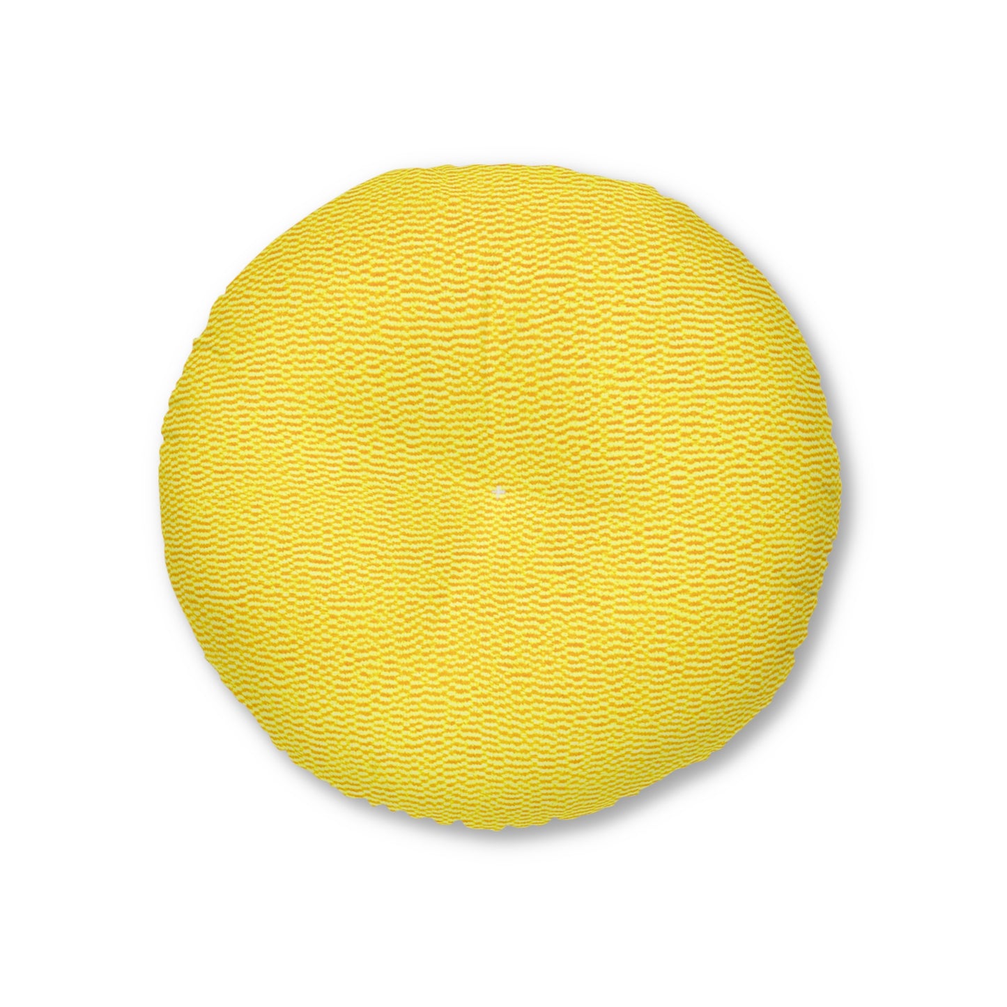 Sunshine Yellow Lemon: Denim-Inspired, Cheerful Fabric - Tufted Floor Pillow, Round