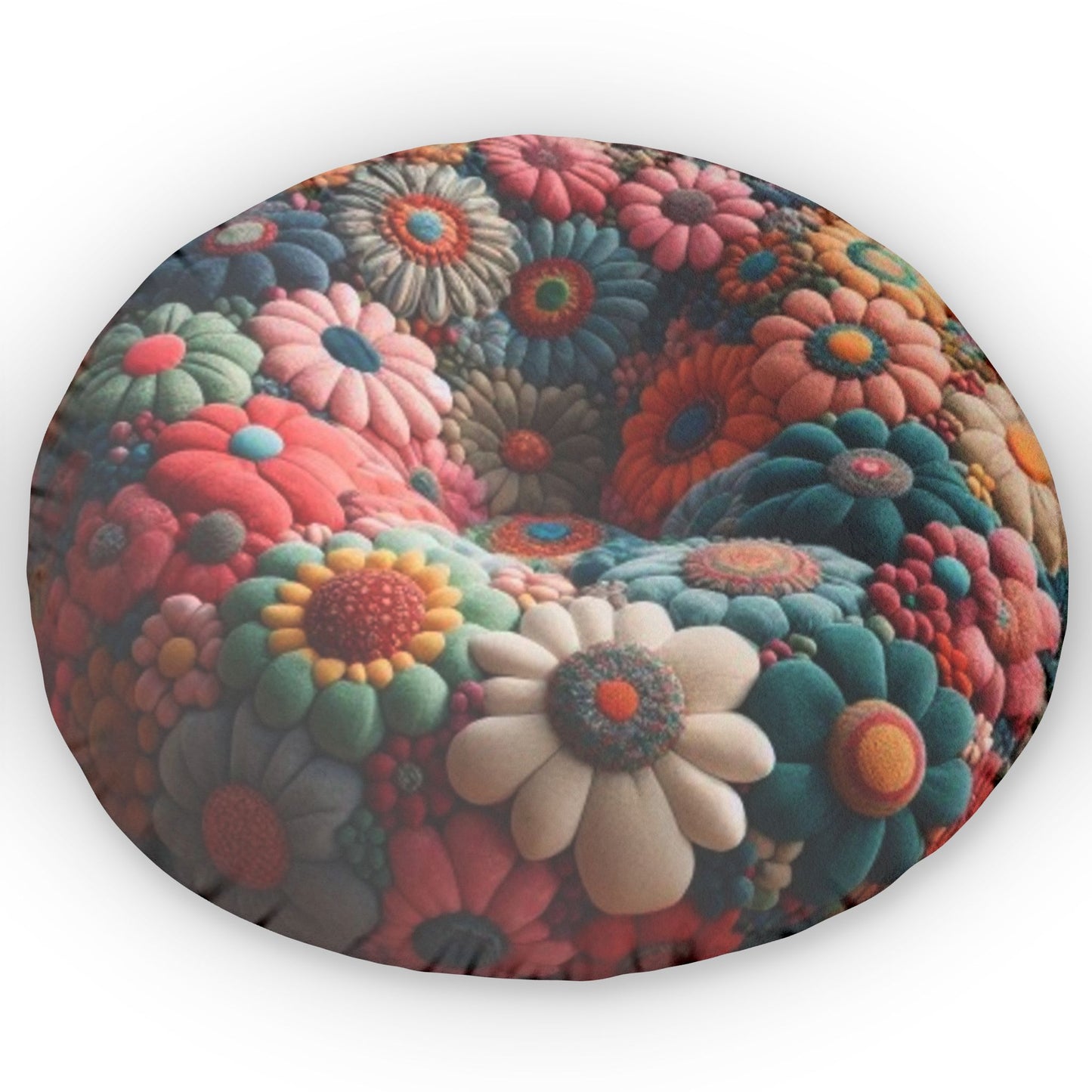 Multi Flower Petal Plush Faux Beanbag Chair, Shaped Pillow