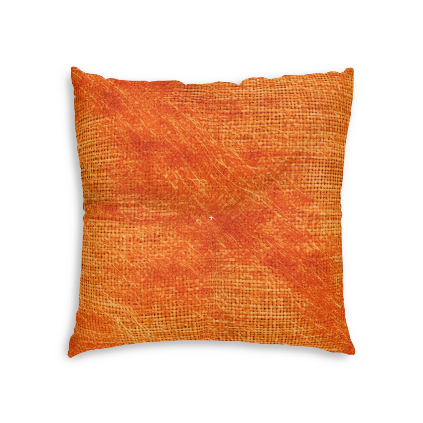 Burnt Orange/Rust: Denim-Inspired Autumn Fall Color Fabric - Tufted Floor Pillow, Square