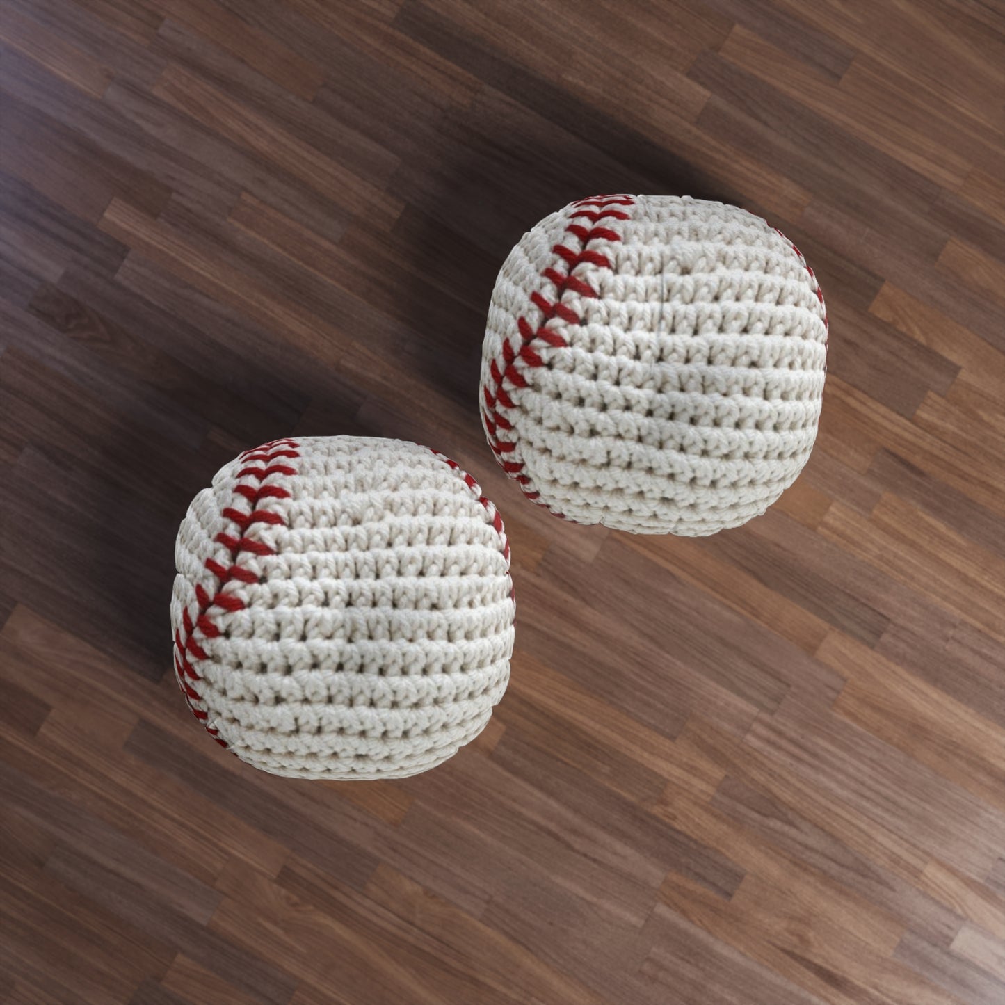 Home Baseball Shaped Hooked Pillow - Assembled and Shipped From USA - Tufted Floor Pillow, Round