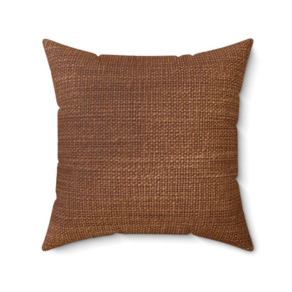 Luxe Dark Brown: Denim-Inspired, Distinctively Textured Fabric - Spun Polyester Square Pillow