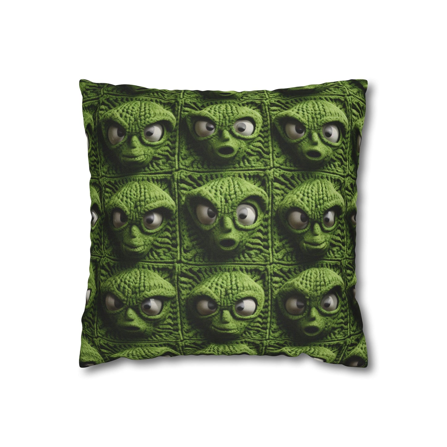 Alien Granny Square Crochet - Galacitc Space Sci fi Fantasy Theme - Spun Polyester Square Pillow Case