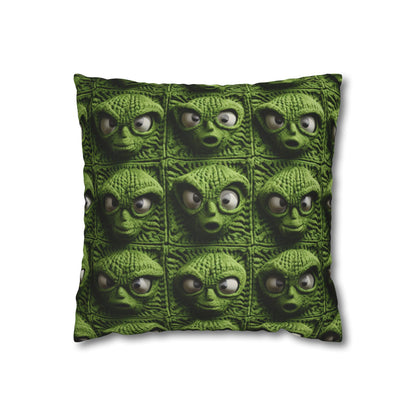 Alien Granny Square Crochet - Galacitc Space Sci fi Fantasy Theme - Spun Polyester Square Pillow Case