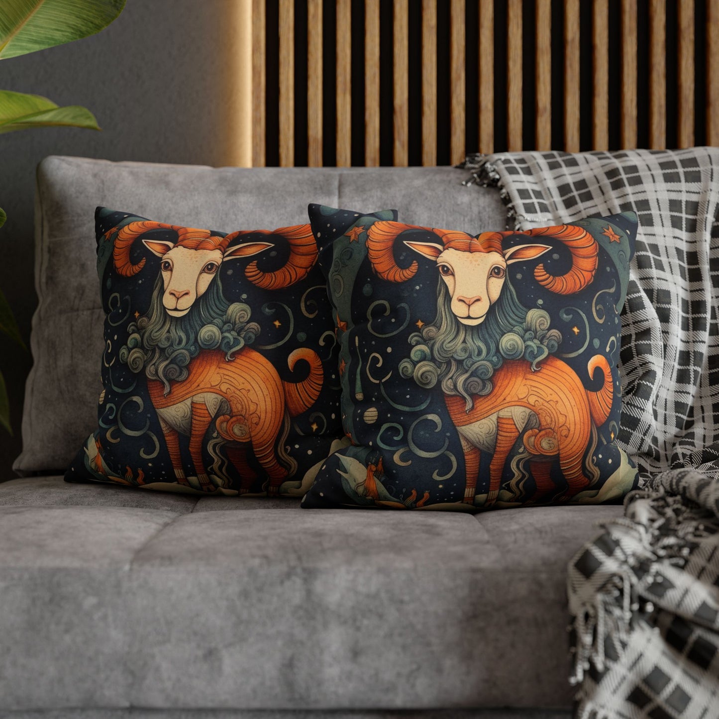 Capricorn Zodiac Children's Book Style Humorous Design - Spun Polyester Square Pillow Case