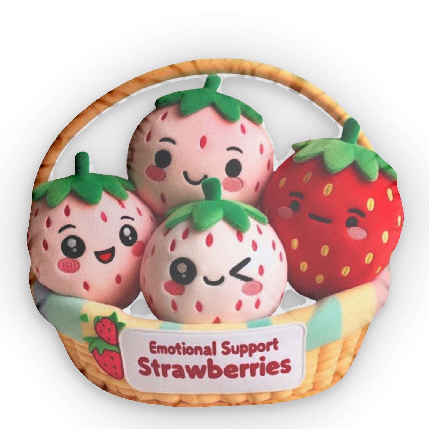 Emotional Support Strawberries, Strawberry Plush Shaped Pillow