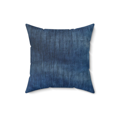 Indigo Splash: Washed Denim Reverie in Deep Blue - Spun Polyester Square Pillow