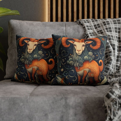 Capricorn Zodiac Children's Book Style Humorous Design - Spun Polyester Square Pillow Case